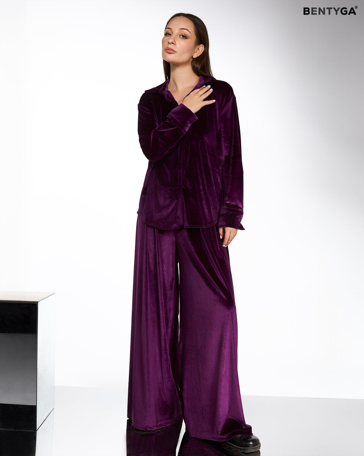 Velvet Detail Chic Set
